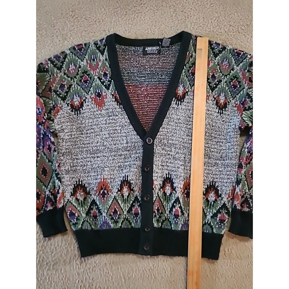 Vtg Anchor Blue Cardigan Sweater Mens S 90s Grunge Grandpa Cosby Preppy Y2K